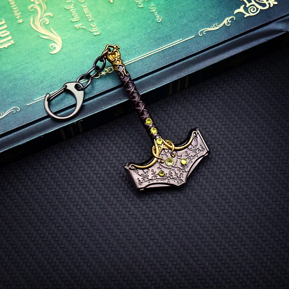 Ragnarok Keychain Thor's Hammer Mjolnir Key Chain Ring Levitan's Axe Keyring Blades of Exile Chaos Game Accessories