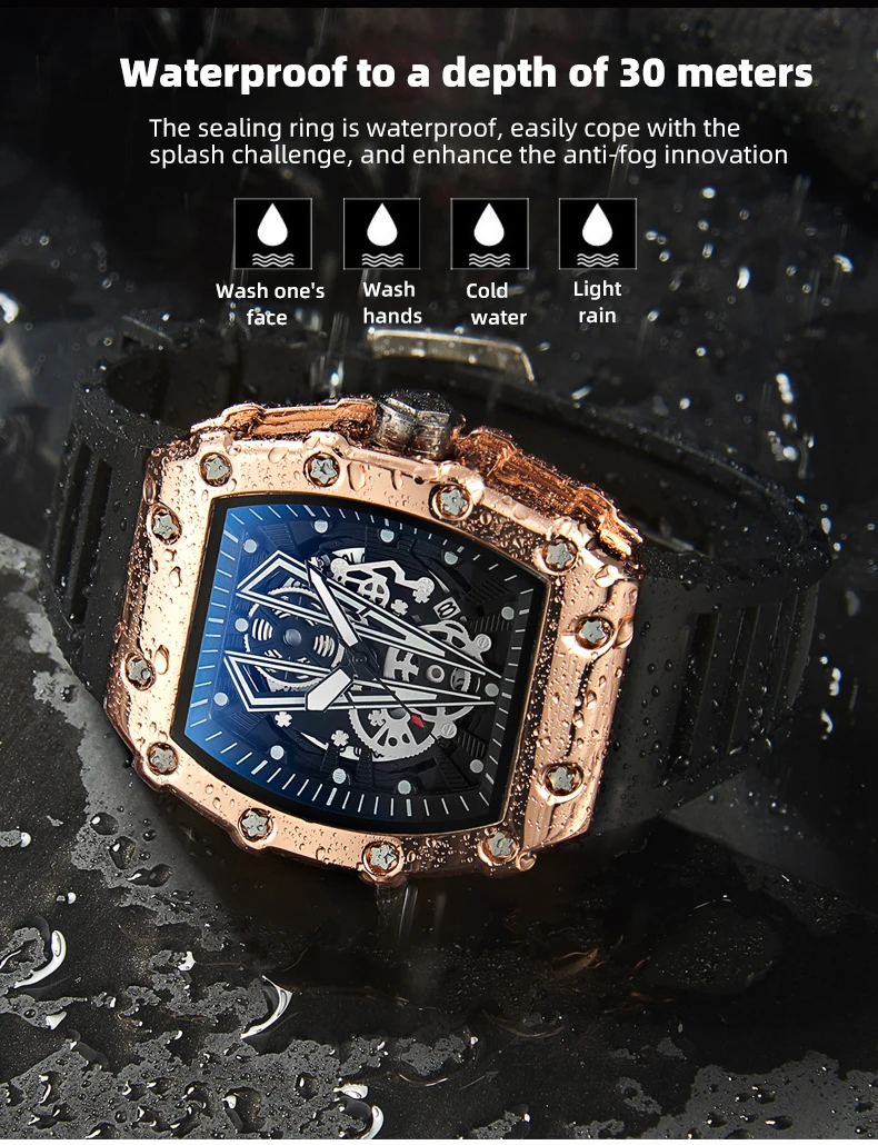 Foreign Trade Watch Large Dial For Men Quartz Waterproof Sport Square Luminous Watch For Men
