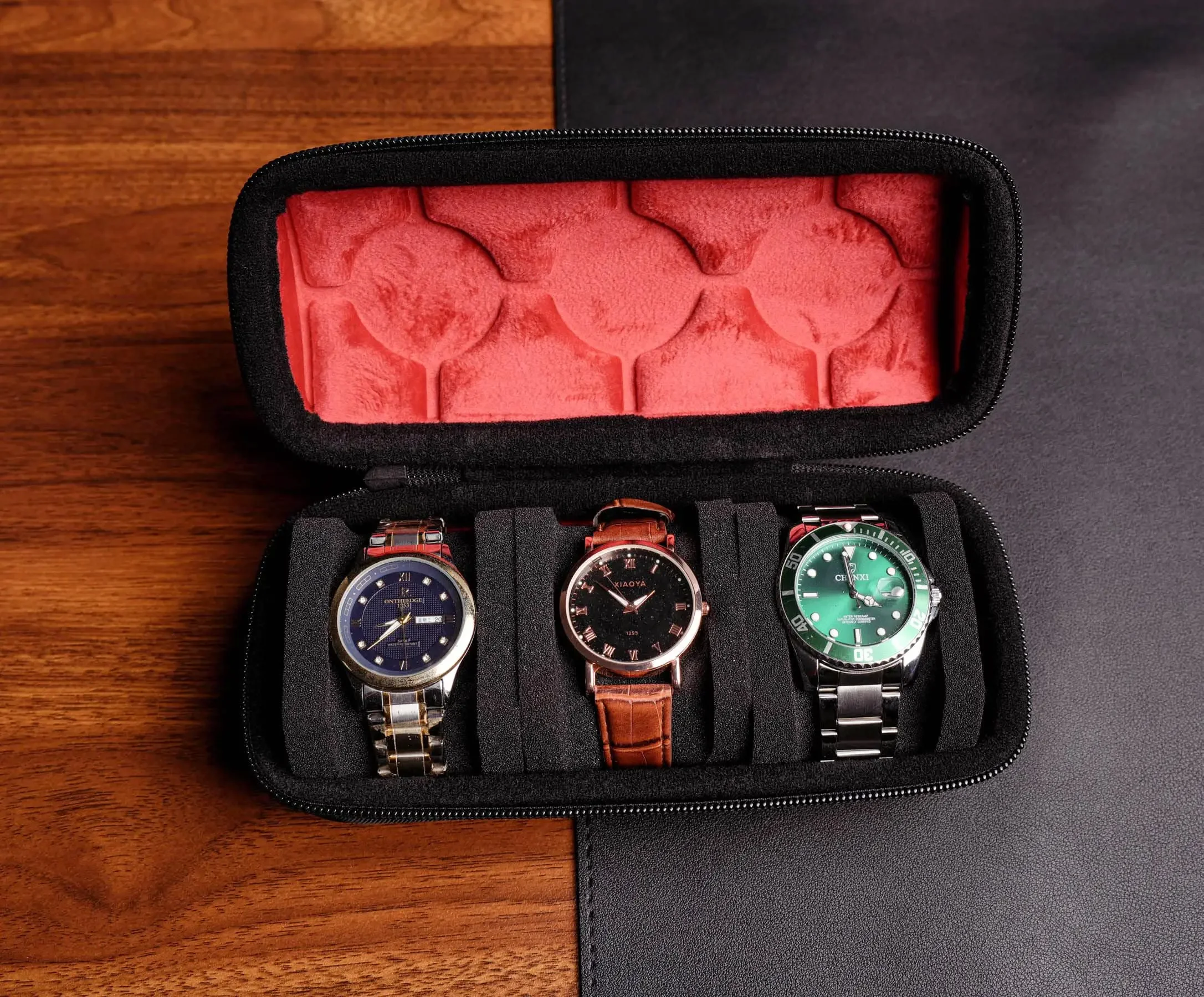 Watch Box Organizer for Men,Watch Travel Case Portable Storage Watch Display Holder for Wristwatches with anti-Move Watch Pillow