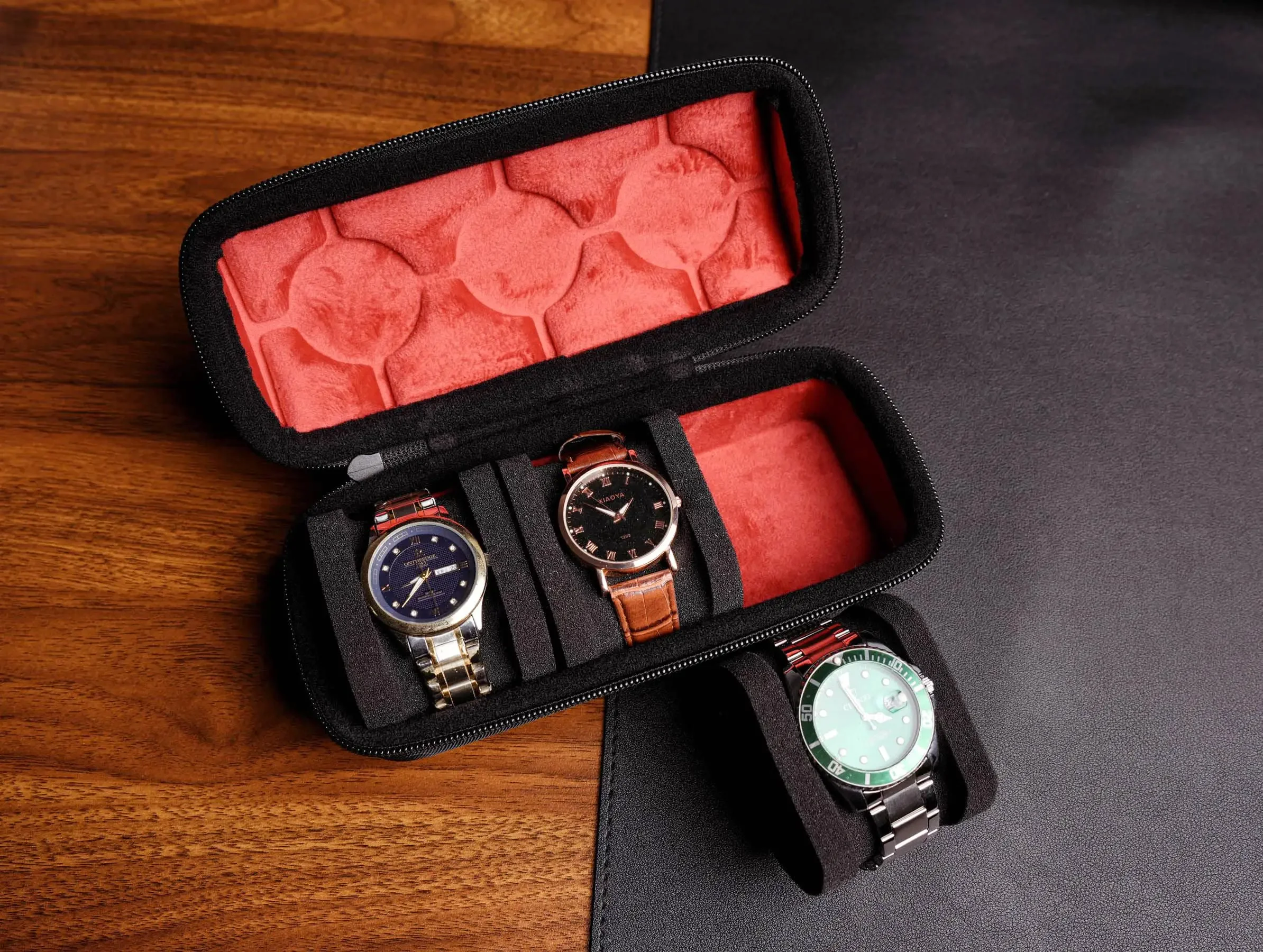 Watch Box Organizer for Men,Watch Travel Case Portable Storage Watch Display Holder for Wristwatches with anti-Move Watch Pillow