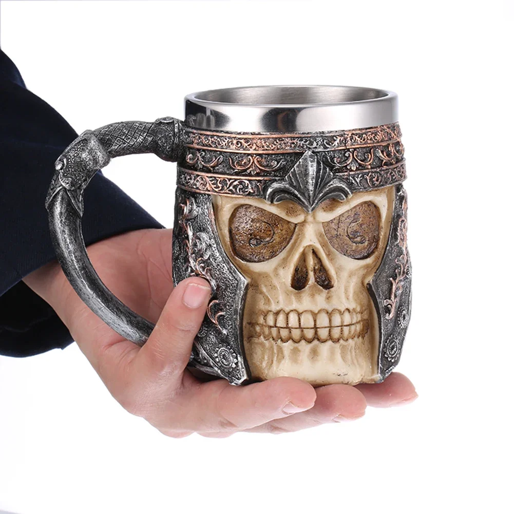 Viking Wood Style Beer Mug Simulation Wooden Barrel Beer Cup Double Wall Drinking Mug Metal Insulated 1PCS Bar Drinking кружка