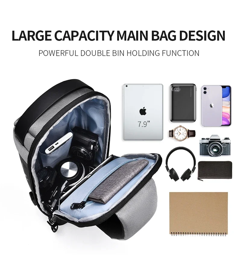 Desinger Multifunction Anti-theft USB Shoulder Crossbody Bag Travel Sling Pack Messenger Pack Chest Bag Male Luxury Brand Men