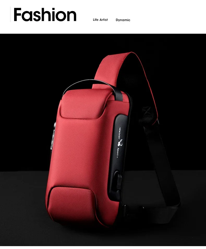 Desinger Multifunction Anti-theft USB Shoulder Crossbody Bag Travel Sling Pack Messenger Pack Chest Bag Male Luxury Brand Men