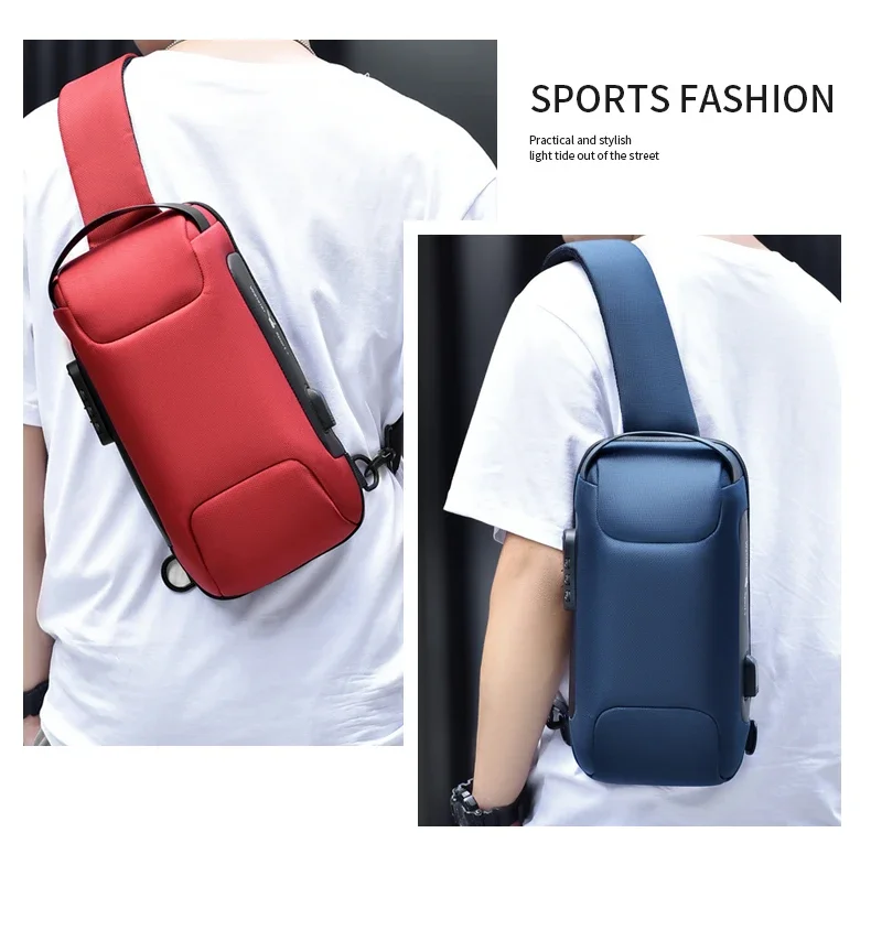 Desinger Multifunction Anti-theft USB Shoulder Crossbody Bag Travel Sling Pack Messenger Pack Chest Bag Male Luxury Brand Men