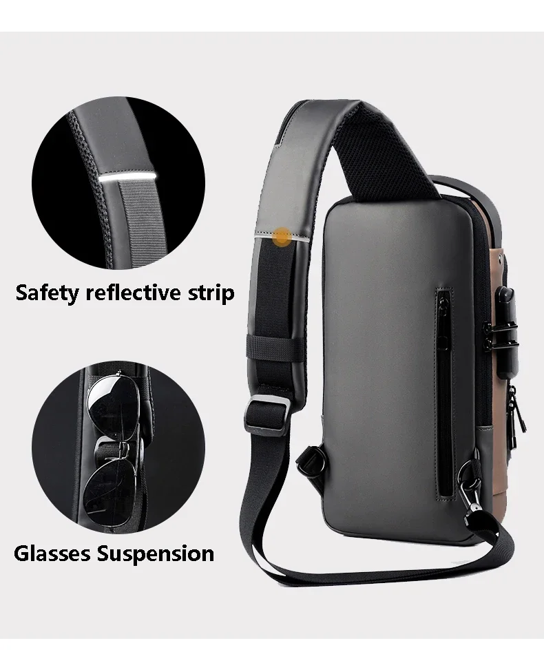 Desinger Multifunction Anti-theft USB Shoulder Crossbody Bag Travel Sling Pack Messenger Pack Chest Bag Male Luxury Brand Men