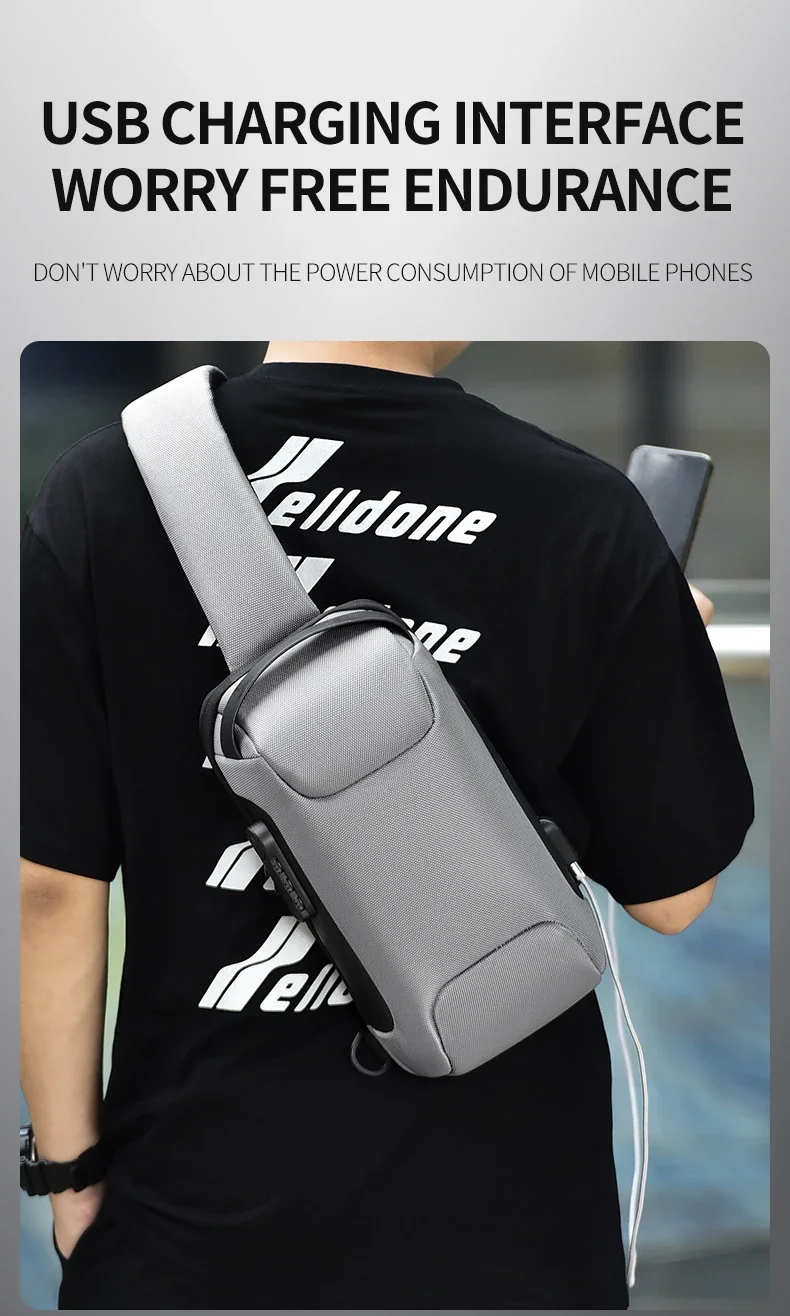 Desinger Multifunction Anti-theft USB Shoulder Crossbody Bag Travel Sling Pack Messenger Pack Chest Bag Male Luxury Brand Men