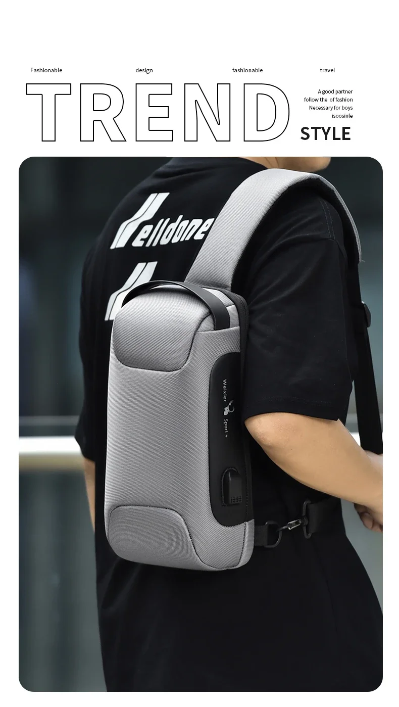 Desinger Multifunction Anti-theft USB Shoulder Crossbody Bag Travel Sling Pack Messenger Pack Chest Bag Male Luxury Brand Men