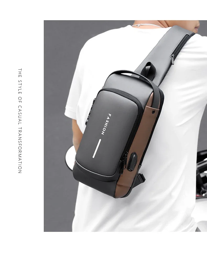 Desinger Multifunction Anti-theft USB Shoulder Crossbody Bag Travel Sling Pack Messenger Pack Chest Bag Male Luxury Brand Men