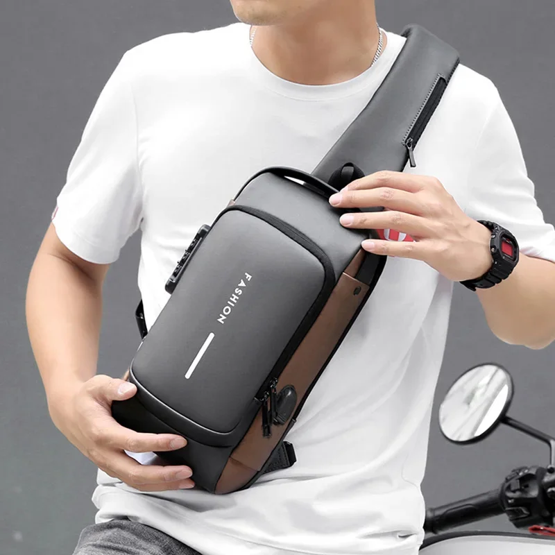 Desinger Multifunction Anti-theft USB Shoulder Crossbody Bag Travel Sling Pack Messenger Pack Chest Bag Male Luxury Brand Men