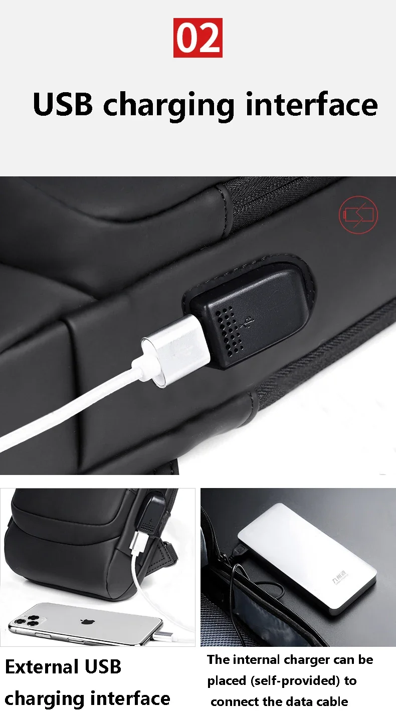 Desinger Multifunction Anti-theft USB Shoulder Crossbody Bag Travel Sling Pack Messenger Pack Chest Bag Male Luxury Brand Men
