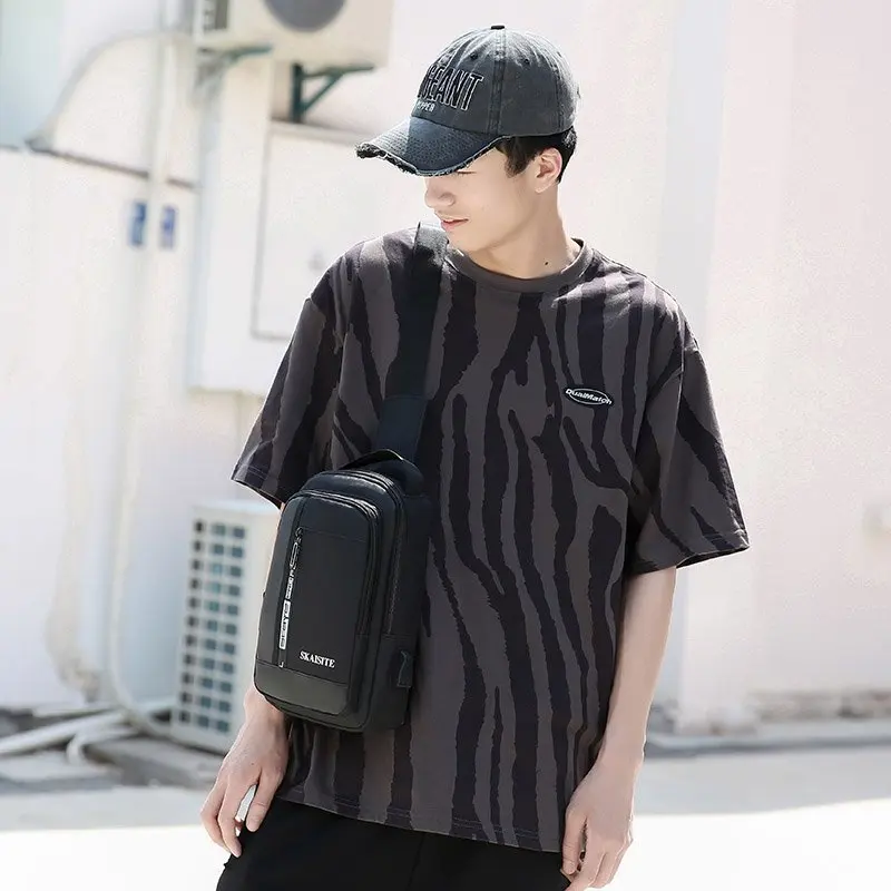 Casual Oxford Men's Chest Bag with USB Charging Port Outdoor Cross Bag Men Handbag Sling Shoulder Bag