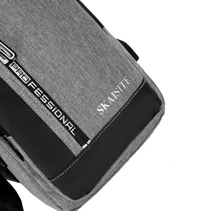 Casual Oxford Men's Chest Bag with USB Charging Port Outdoor Cross Bag Men Handbag Sling Shoulder Bag