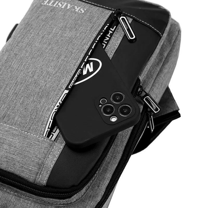 Casual Oxford Men's Chest Bag with USB Charging Port Outdoor Cross Bag Men Handbag Sling Shoulder Bag