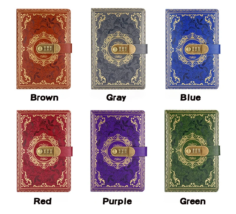 Retro Digital Password Notebook Journal With Lock A5,Diary Perfect for Men and Women-PU Leather Combination Lock Persons Privacy