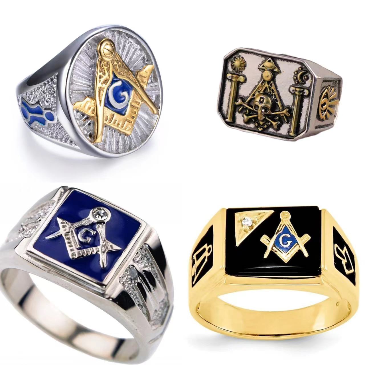 Vintage Freemasonry Rings for Men Stainless Steel Masonic Punk Jewelry All-seeing Eye Shaped Hiphop Mysticism Gift