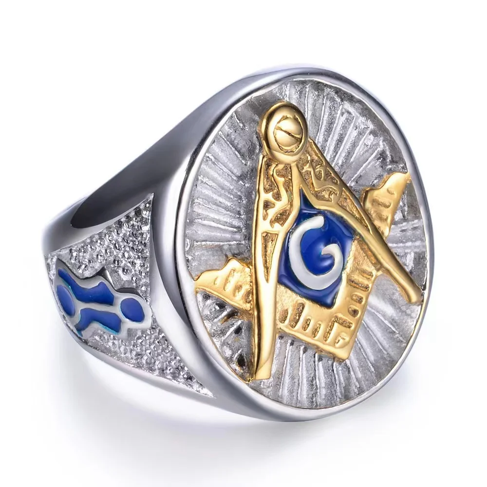 Vintage Freemasonry Rings for Men Stainless Steel Masonic Punk Jewelry All-seeing Eye Shaped Hiphop Mysticism Gift