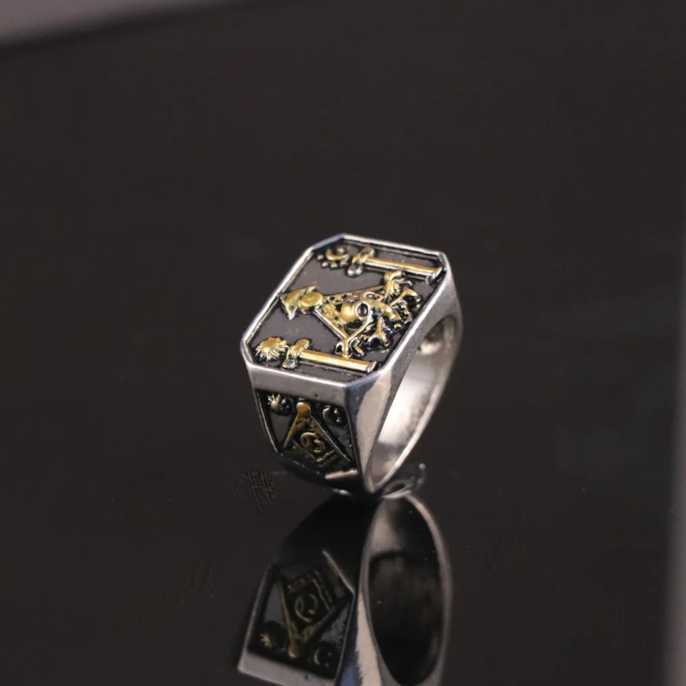 Vintage Freemasonry Rings for Men Stainless Steel Masonic Punk Jewelry All-seeing Eye Shaped Hiphop Mysticism Gift