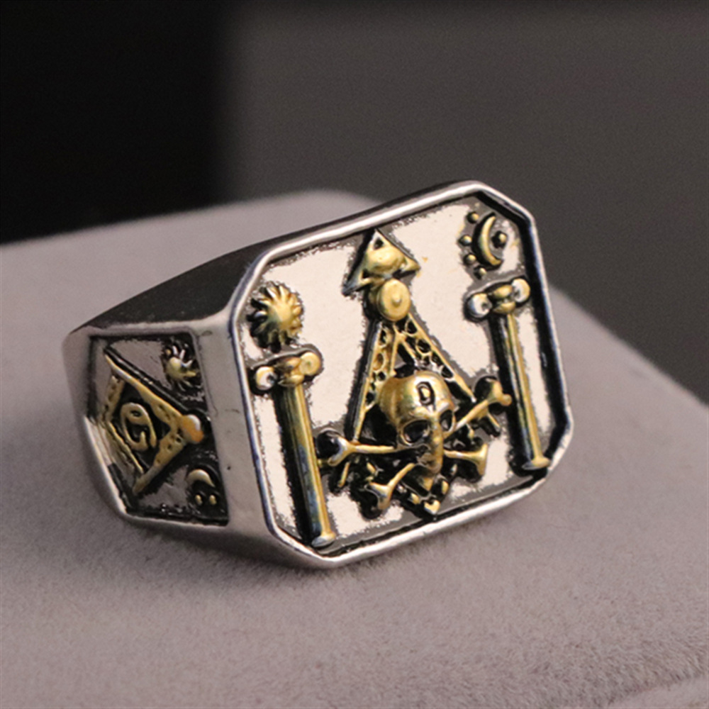 Vintage Freemasonry Rings for Men Stainless Steel Masonic Punk Jewelry All-seeing Eye Shaped Hiphop Mysticism Gift