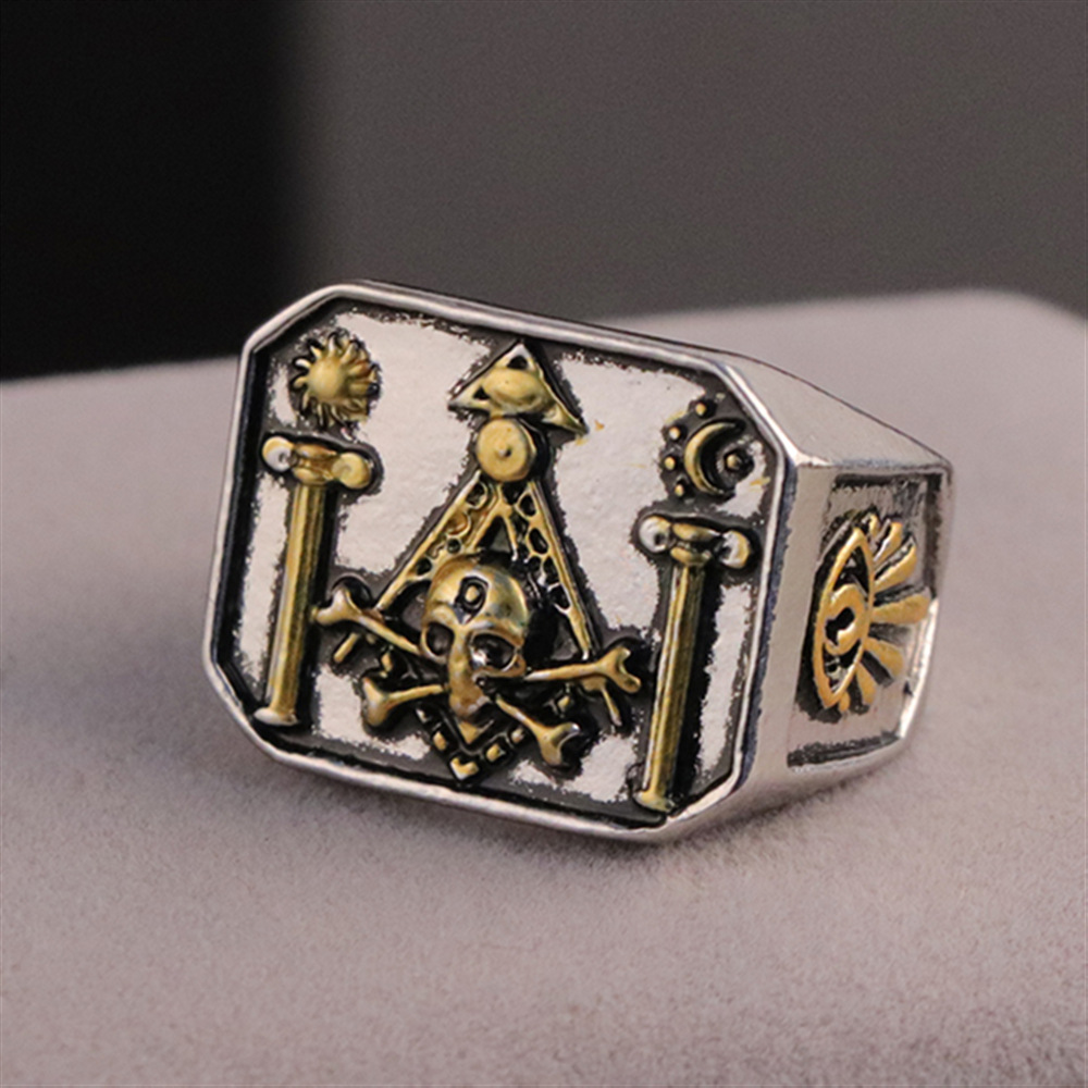 Vintage Freemasonry Rings for Men Stainless Steel Masonic Punk Jewelry All-seeing Eye Shaped Hiphop Mysticism Gift