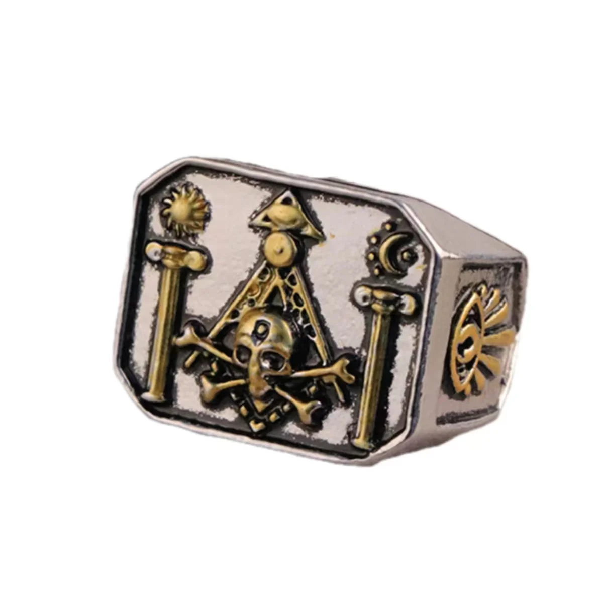Vintage Freemasonry Rings for Men Stainless Steel Masonic Punk Jewelry All-seeing Eye Shaped Hiphop Mysticism Gift