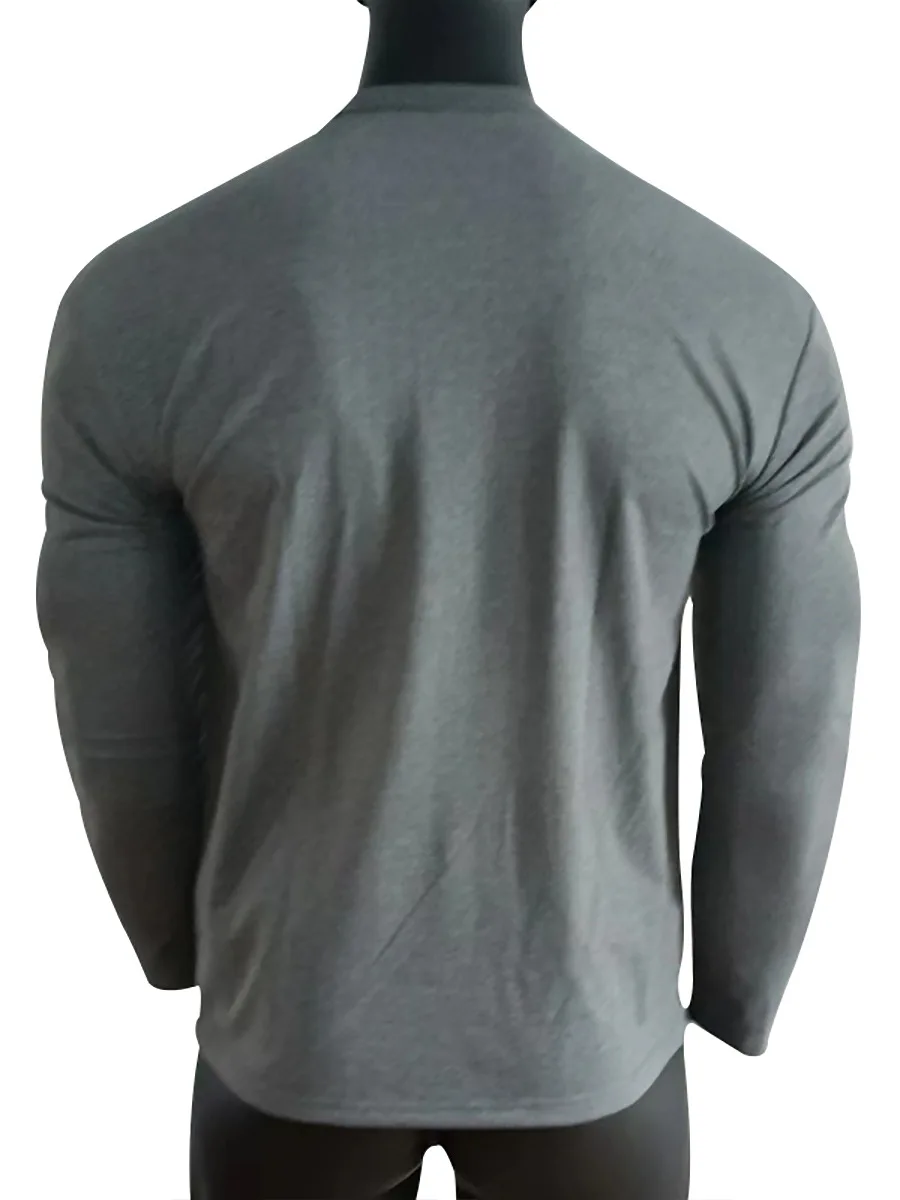 2024 Spring Autumn New Men's Pullovers Crew Neck Button Solid Color Fashion Slim Young Style Classic Long Sleeve T-shirt Tops