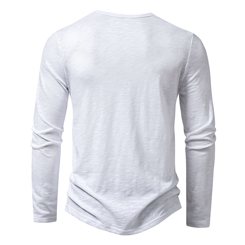 Men's Cotton Button Henley neck Shirt Long Sleeve Casual Button Solid color Fashion T-Shirts