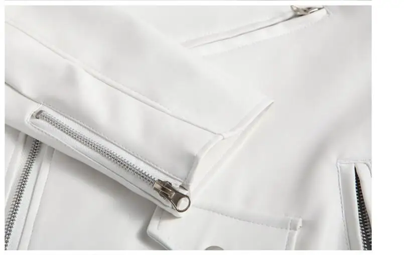 Men Slim White Leather Jackets Oblique Zipper Motorcycle Jackets New Men Outwear Moto Biker PU Leather Coats Size 4XL