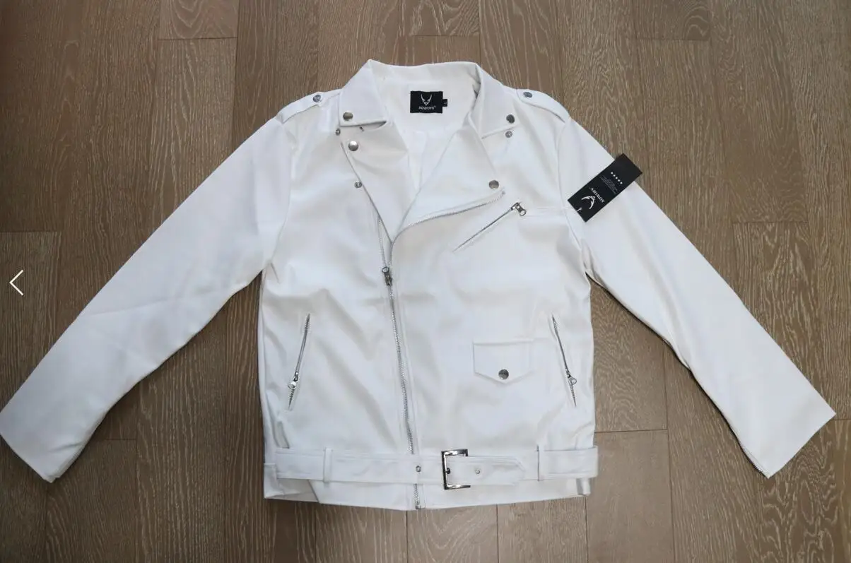 Men Slim White Leather Jackets Oblique Zipper Motorcycle Jackets New Men Outwear Moto Biker PU Leather Coats Size 4XL