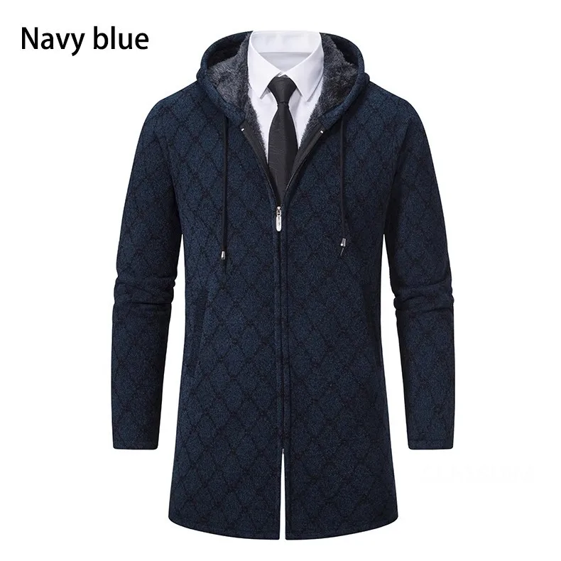 Men Winter Hooded Long Cardigans Sweatercoats Fleece Warm Cardigans Sweaters New Fashion Male Outwear Slim Casual Sweaters 3XL