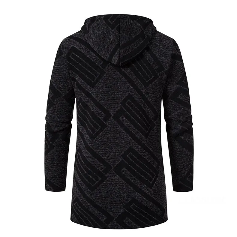 Men Winter Hooded Long Cardigans Sweatercoats Fleece Warm Cardigans Sweaters New Fashion Male Outwear Slim Casual Sweaters 3XL