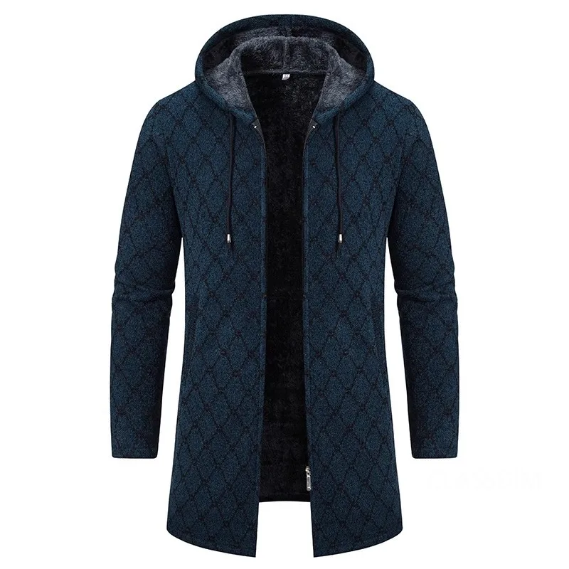 Men Winter Hooded Long Cardigans Sweatercoats Fleece Warm Cardigans Sweaters New Fashion Male Outwear Slim Casual Sweaters 3XL