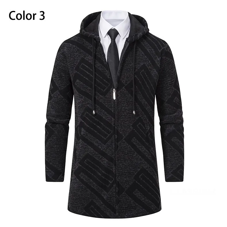 Men Winter Hooded Long Cardigans Sweatercoats Fleece Warm Cardigans Sweaters New Fashion Male Outwear Slim Casual Sweaters 3XL