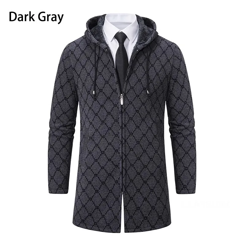 Men Winter Hooded Long Cardigans Sweatercoats Fleece Warm Cardigans Sweaters New Fashion Male Outwear Slim Casual Sweaters 3XL