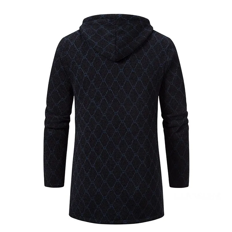 Men Winter Hooded Long Cardigans Sweatercoats Fleece Warm Cardigans Sweaters New Fashion Male Outwear Slim Casual Sweaters 3XL
