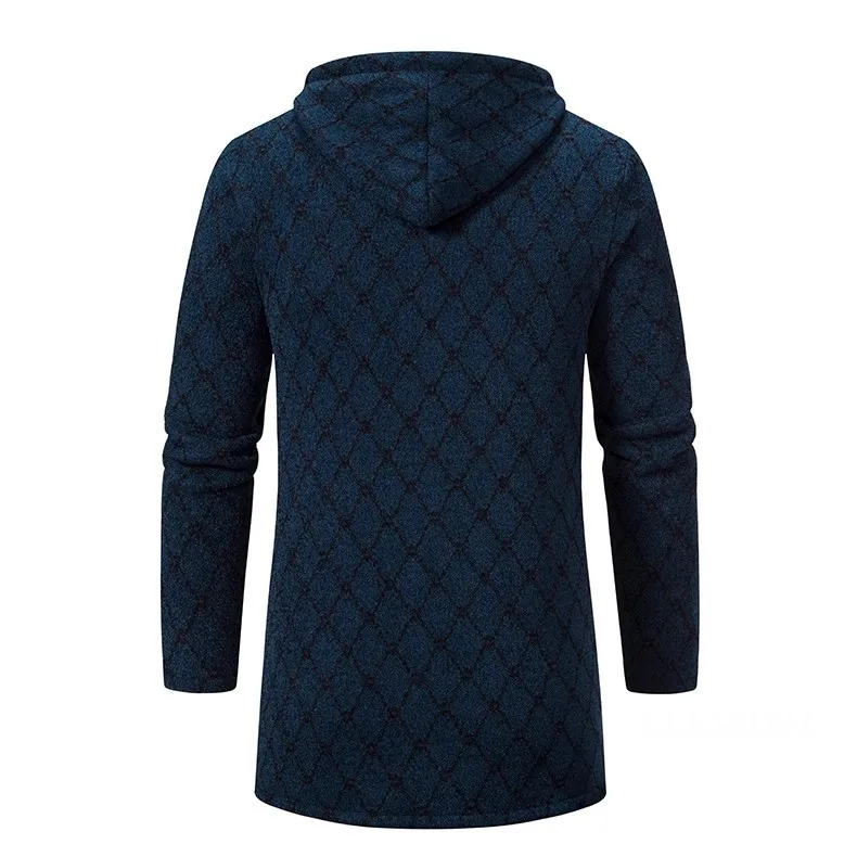 Men Winter Hooded Long Cardigans Sweatercoats Fleece Warm Cardigans Sweaters New Fashion Male Outwear Slim Casual Sweaters 3XL