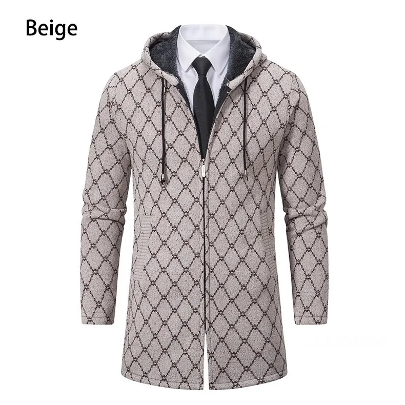 Men Winter Hooded Long Cardigans Sweatercoats Fleece Warm Cardigans Sweaters New Fashion Male Outwear Slim Casual Sweaters 3XL