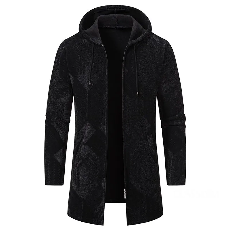 Men Winter Hooded Long Cardigans Sweatercoats Fleece Warm Cardigans Sweaters New Fashion Male Outwear Slim Casual Sweaters 3XL