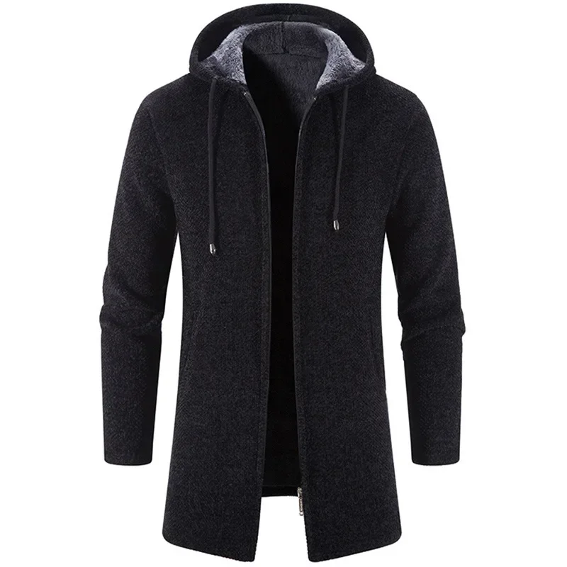 New Men's Thicken Long Sweater Cardigan Autumn Zip Up Hoodies Sweatshirts for Men Winter Zipper Knitted Jacket Mens Sweatercoat