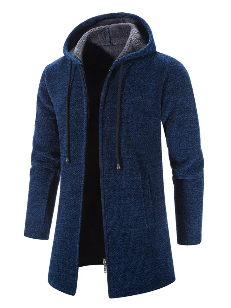 New Men's Thicken Long Sweater Cardigan Autumn Zip Up Hoodies Sweatshirts for Men Winter Zipper Knitted Jacket Mens Sweatercoat