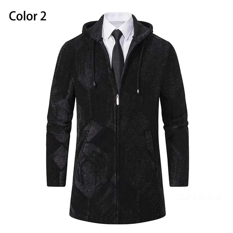 Men Hooded Long Cardigans Sweatercoats Winter Fleece Warm Cardigans Sweaters New Fashion Male Black Outwear Casual Sweaters  4X
