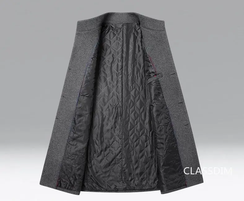 Men Long Trench Coats Cashmere Winter Jackets Wool Blends New Autumn Winter Coats Male Business Casual Trench Coats Size 4XL