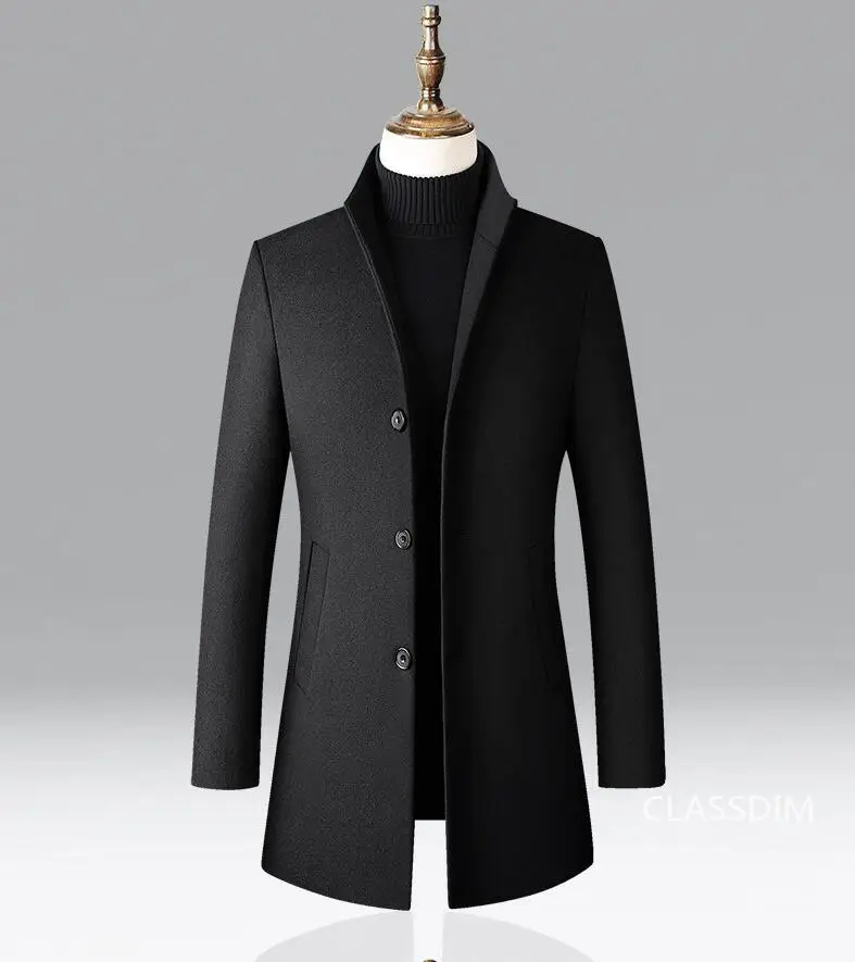 Men Long Trench Coats Cashmere Winter Jackets Wool Blends New Autumn Winter Coats Male Business Casual Trench Coats Size 4XL