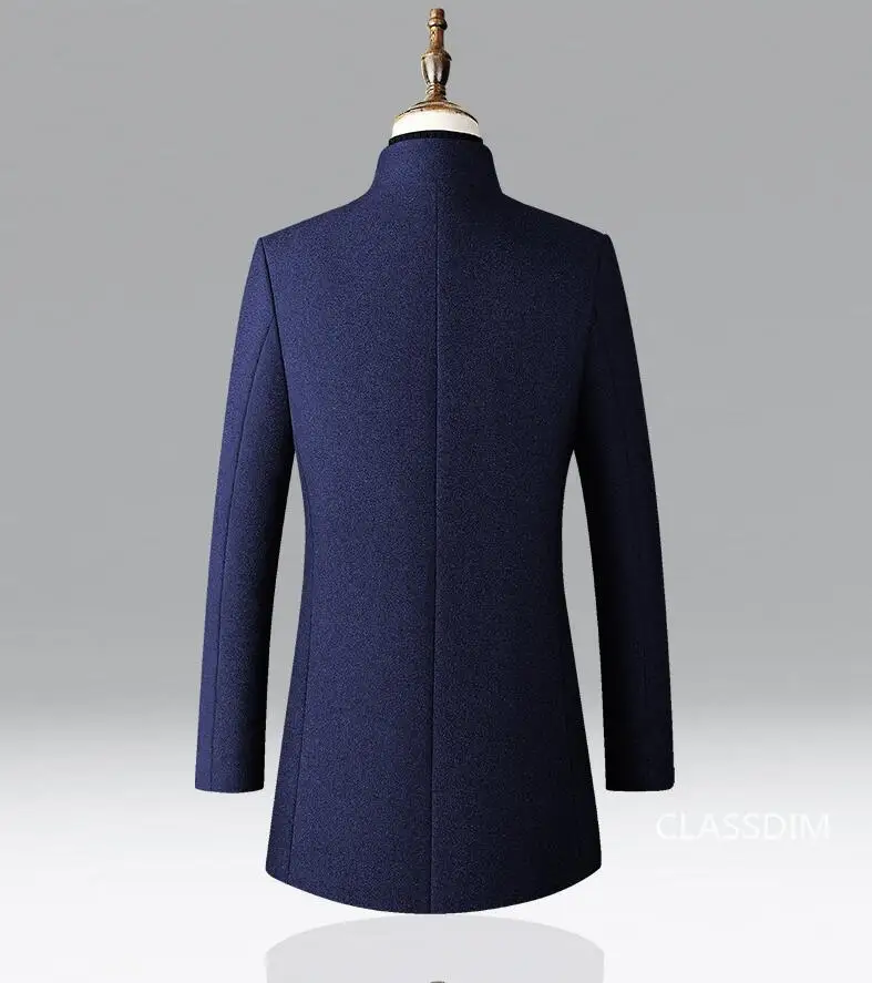 Men Long Trench Coats Cashmere Winter Jackets Wool Blends New Autumn Winter Coats Male Business Casual Trench Coats Size 4XL