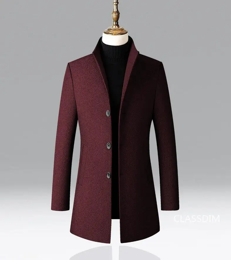 Men Long Trench Coats Cashmere Winter Jackets Wool Blends New Autumn Winter Coats Male Business Casual Trench Coats Size 4XL