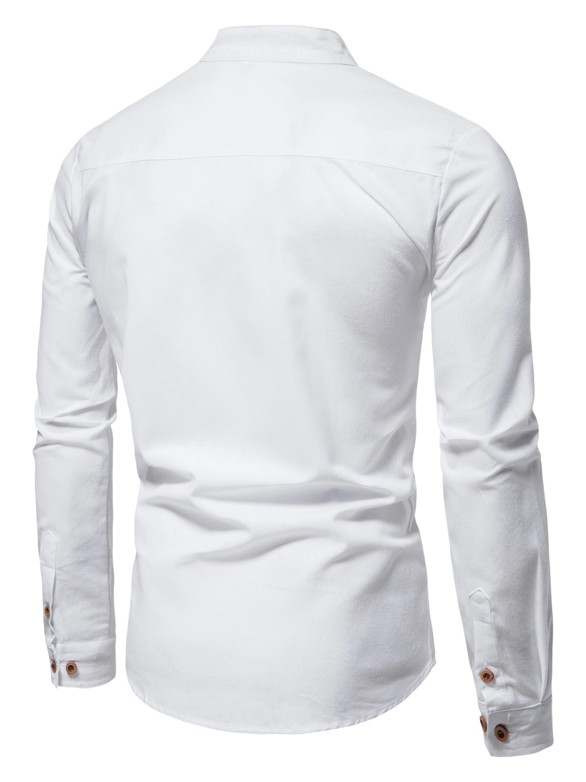 Spring and autumn men's pure cotton solid color shirts, elegant long-sleeved stand-up collar shirts, slim-fit men's shirts