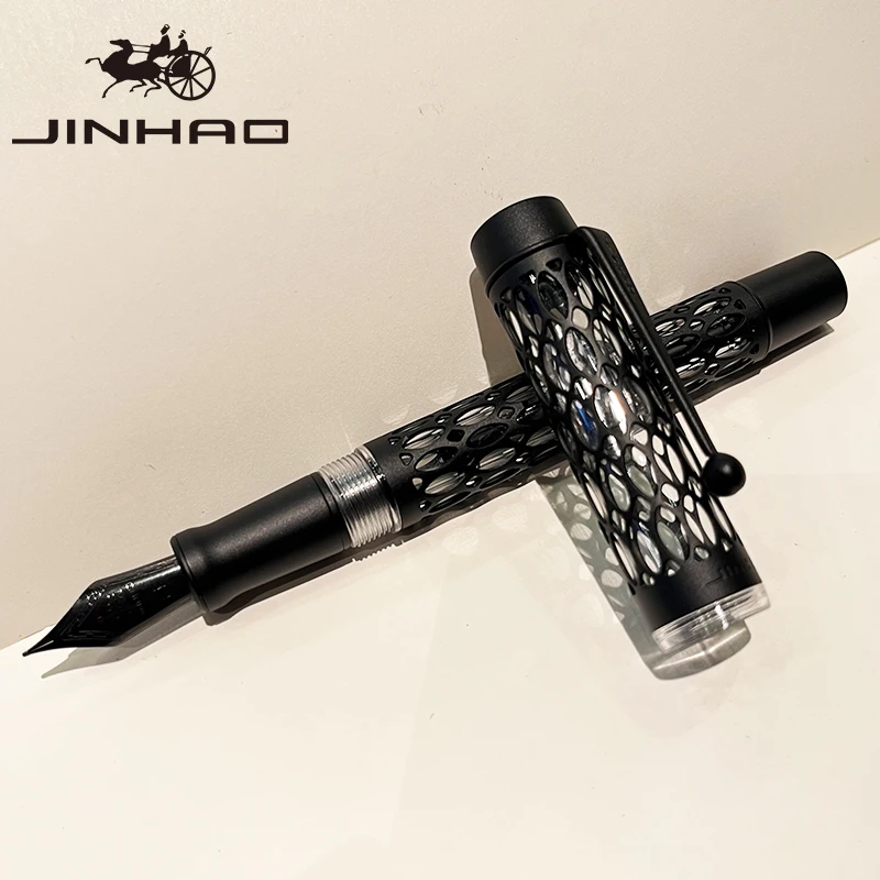 JINHAO 100 Centennial Resin Hollow Series Fountain Pen Golden Clip Business Office Gift Pen Stationery School Supplies