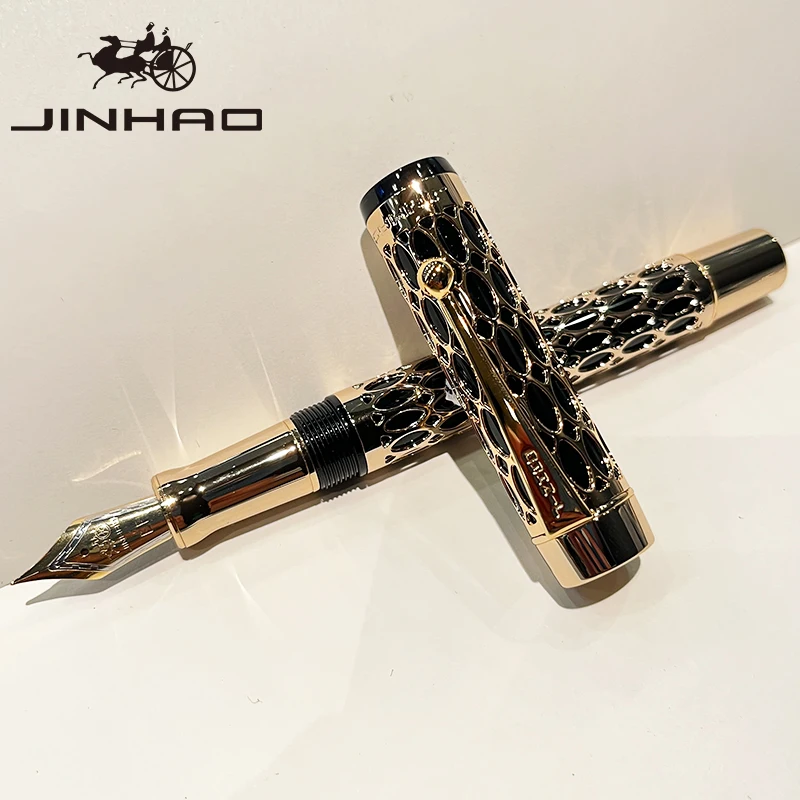 JINHAO 100 Centennial Resin Hollow Series Fountain Pen Golden Clip Business Office Gift Pen Stationery School Supplies