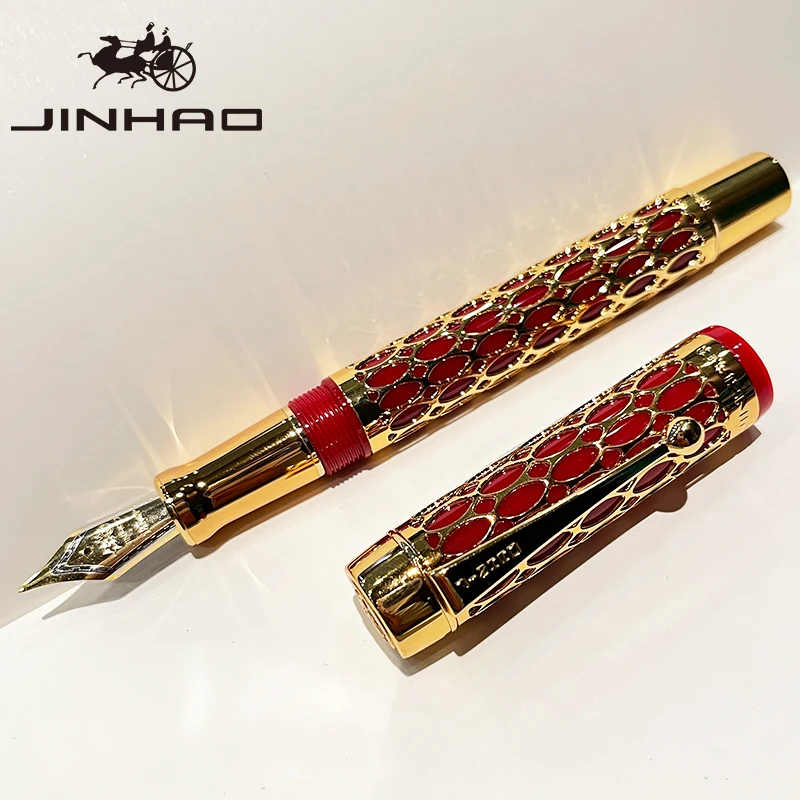 JINHAO 100 Centennial Resin Hollow Series Fountain Pen Golden Clip Business Office Gift Pen Stationery School Supplies