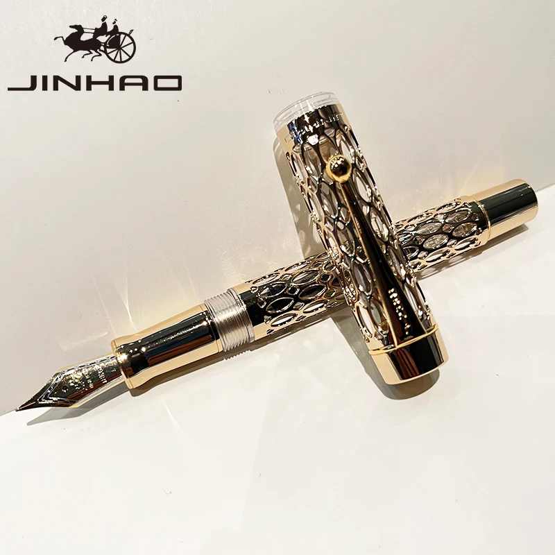 JINHAO 100 Centennial Resin Hollow Series Fountain Pen Golden Clip Business Office Gift Pen Stationery School Supplies
