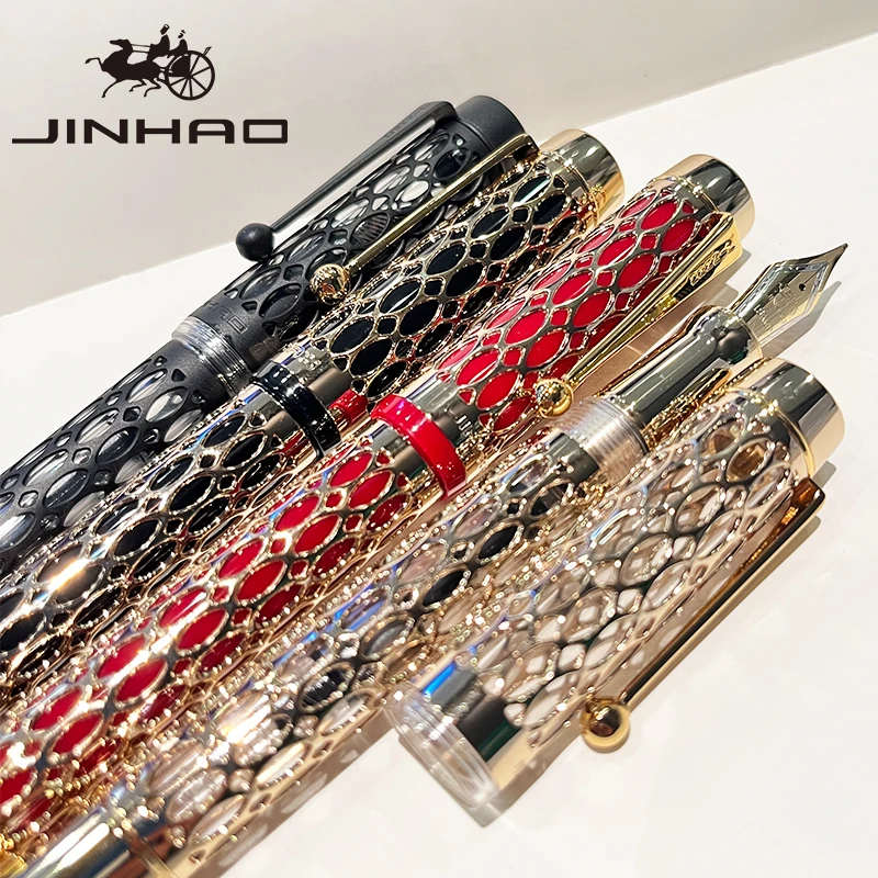JINHAO 100 Centennial Resin Hollow Series Fountain Pen Golden Clip Business Office Gift Pen Stationery School Supplies